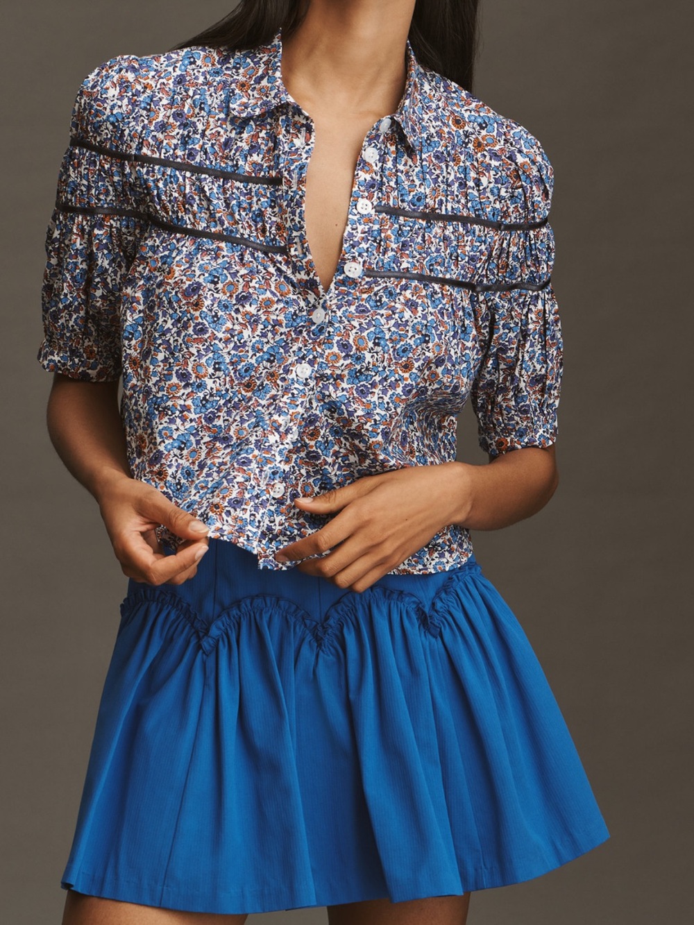 Maeve The Leandra Shirred Yoke Blouse